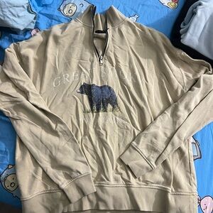 Forever 21 tanGreat Smoky Mountains Beige half zip up Sweater